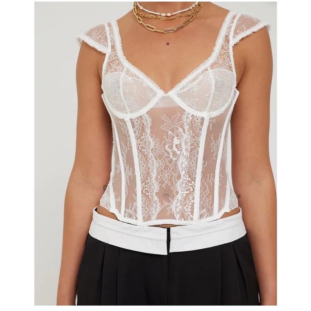 Lioness White Corset Lace Top